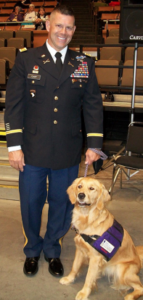 Jeff and Daisy, a Paws for Purple Hearts service dog